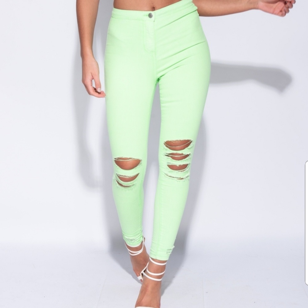 🎉HP🎉Green High Waist Skinny Jeans - Picture 2 of 4